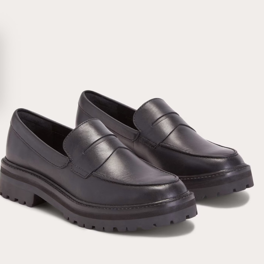 Everlane The Lug Loafer in Black Leather size 9